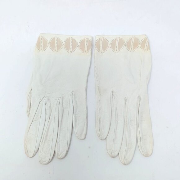 Vintage Lionel Le Grand Gloves Cream Leather 7 Wrist France - Picture 2 of 14